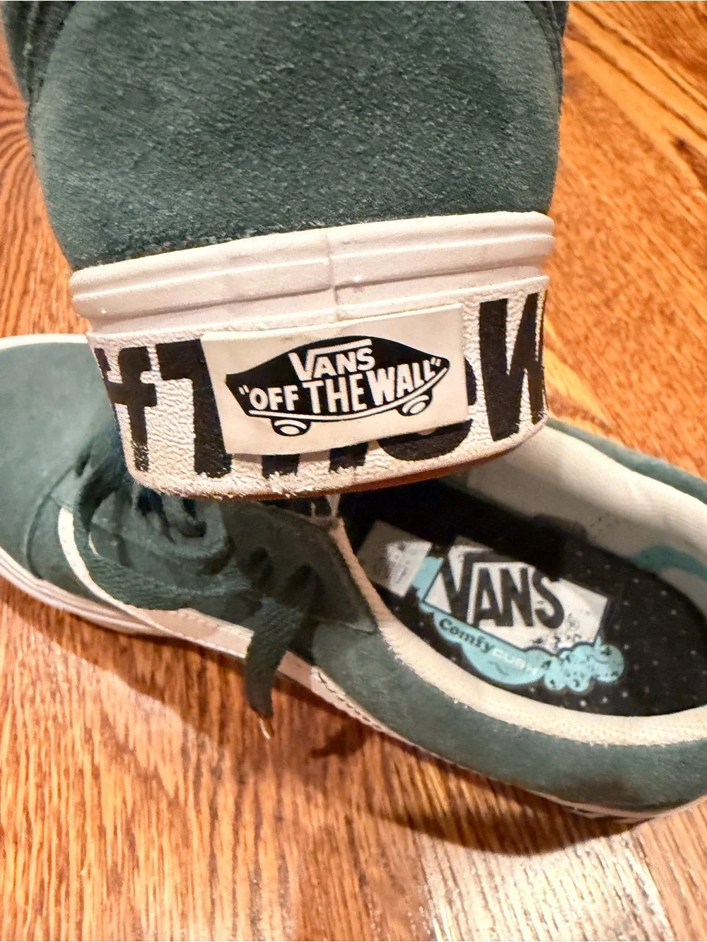 Women’s old school Vans in Dark Green with White Stripe